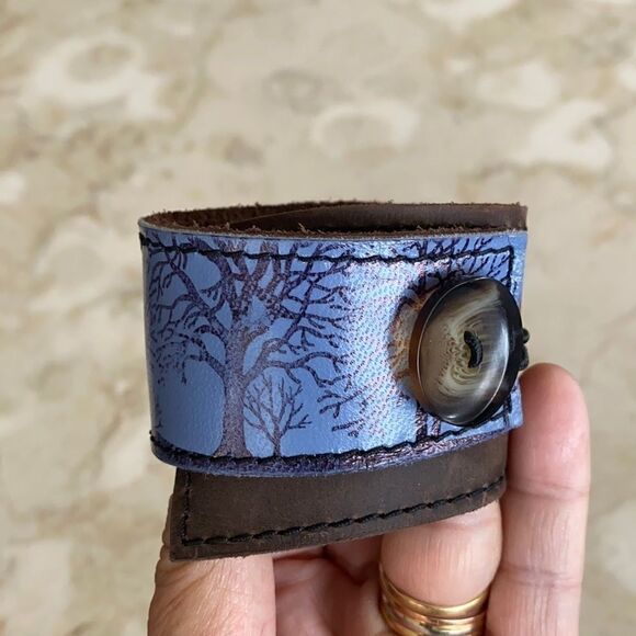 Handcrafted Leather Cuff Bracelet  - Picture 2 of 8